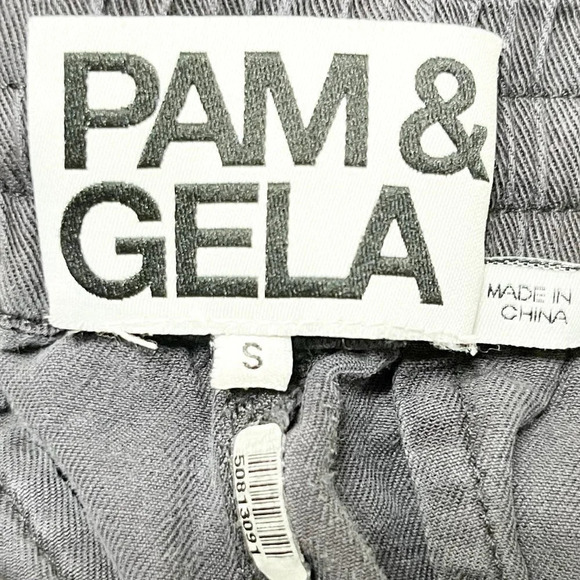 Pam & Gela Gray Cropped Pull On Cargo Pants Women's Size Small - Picture 5 of 7